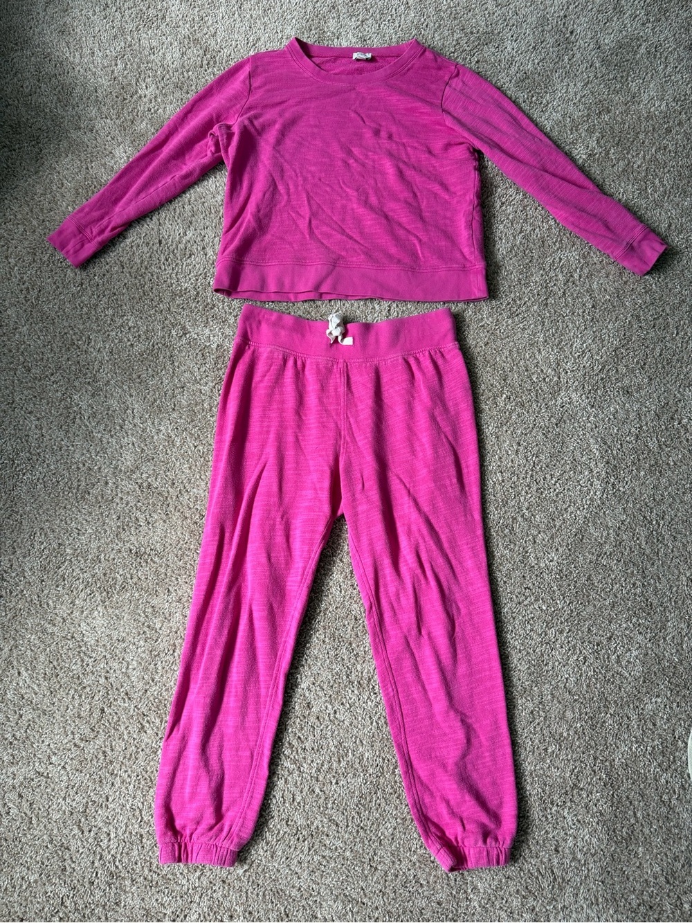 100% Cotton J.Crew 2 piece Re-imagined Hot Pink Sweatsuit - Picture 1 of 6